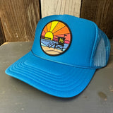 Hermosa Beach OBLIGATORY SUNSET Trucker Hat - Turquoise Blue