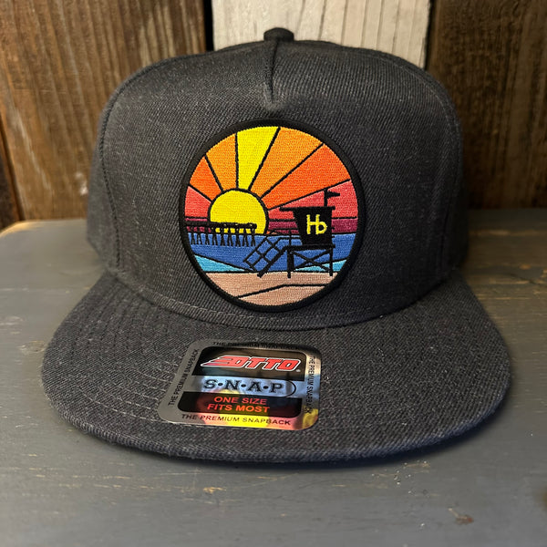 Hermosa Beach OBLIGATORY SUNSET 5-Panel Mid Profile Snapback Hat - Heather Black