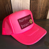 Hermosa Beach WELCOME SIGN Trucker Hat - Neon Pink