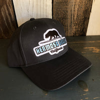 Hermosa Beach SURFING GRIZZLY BEAR - 6 Panel Low Profile Baseball Cap Adjustable Lightweight Metal Buckle - Charcoal Grey