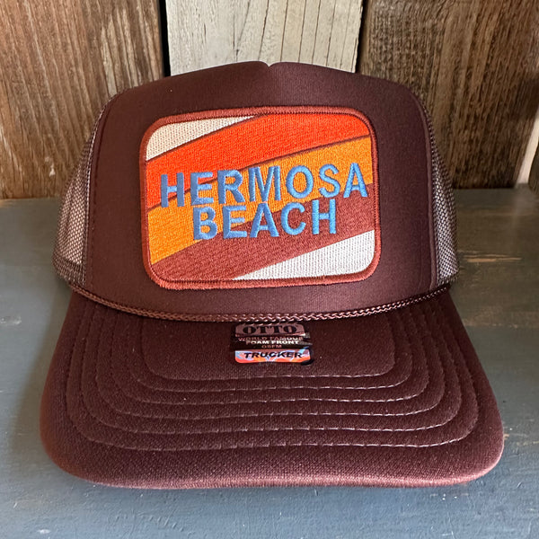 Hermosa Beach GOLF CARTS & YOGA PANTS High Crown Trucker Hat - Brown