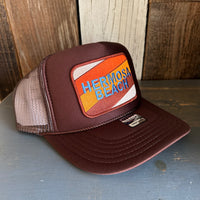 Hermosa Beach GOLF CARTS & YOGA PANTS High Crown Trucker Hat - Brown