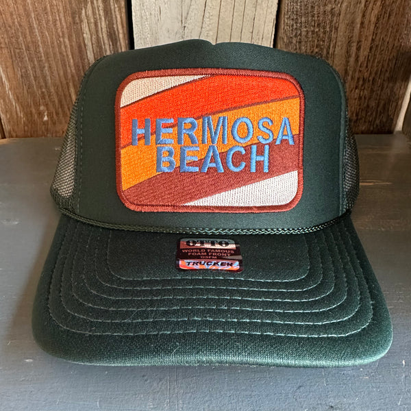 Hermosa Beach GOLF CARTS & YOGA PANTS High Crown Trucker Hat - Dark Green