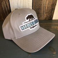 Hermosa Beach SURFING GRIZZLY BEAR - 6 Panel Low Profile Baseball Cap Adjustable Lightweight Metal Buckle - Grey