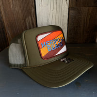 Hermosa Beach GOLF CARTS & YOGA PANTS High Crown Trucker Hat - Olive