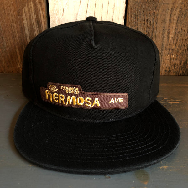 Hermosa Beach HERMOSA AVE 5 Panel Low Profile Style Dad Hat - Black