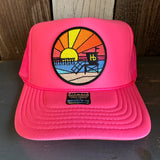 Hermosa Beach OBLIGATORY SUNSET Trucker Hat - Neon Pink