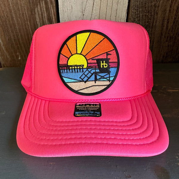 Hermosa Beach OBLIGATORY SUNSET Trucker Hat - Neon Pink
