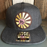 Hermosa Beach SUNBEAMS - 5-Panel Mid Profile Snapback Hat - Heather Black