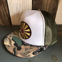 Hermosa Beach SUNBEAMS Trucker Hat - CAMOUFLAGE Khaki/Brown/Light Olive Green/White