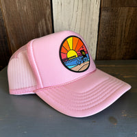 Hermosa Beach OBLIGATORY SUNSET High Crown Trucker Hat - Pink