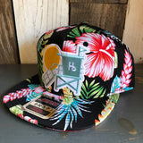 Hermosa Beach LIFEGUARD TOWER Hawaiian Pattern 6 Panel Mid Profile Snapback Hat - A ‘o ia (Flat Brim)