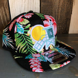 Hermosa Beach LIFEGUARD TOWER Hawaiian Pattern 6 Panel Mid Profile Snapback Hat - A ‘o ia (Flat Brim)