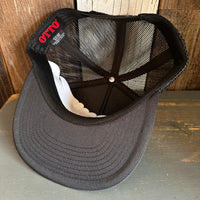 Hermosa Beach OBLIGATORY SUNSET Trucker Hat - Black (Flat Brim)