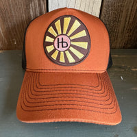 Hermosa Beach SUNBEAMS - 5-Panel Structured Poly/Cotton Front Mesh Back -Caramel/Black