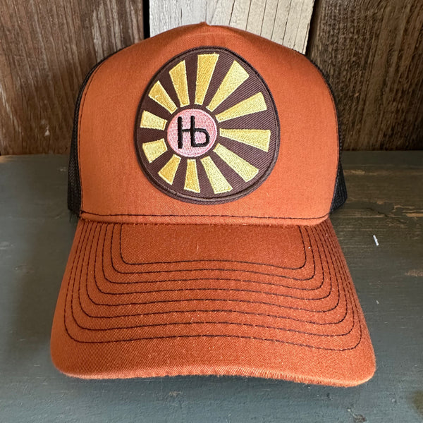 Hermosa Beach SUNBEAMS - 5-Panel Structured Poly/Cotton Front Mesh Back -Caramel/Black