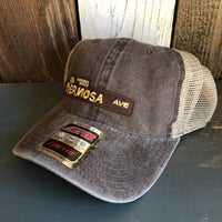 Hermosa Beach HERMOSA AVE 6 Panel Low Profile "OTTO COMFY FIT" Mesh Back Trucker Hat - Dark Brown/Dark Brown/Khaki
