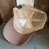 Hermosa Beach SUNBEAMS - 6 Panel Structured Poly/Cotton Front Mesh Back Trucker Hat - Brown/Khaki