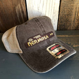 Hermosa Beach HERMOSA AVE 6 Panel Low Profile "OTTO COMFY FIT" Mesh Back Trucker Hat - Dark Brown/Dark Brown/Khaki