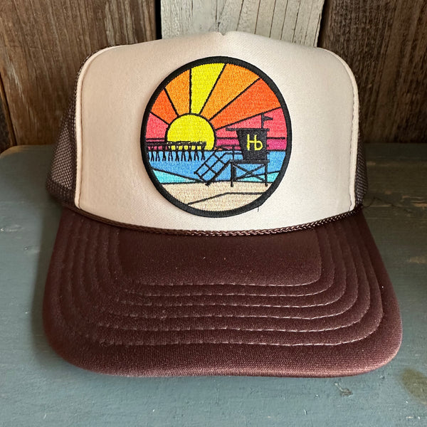 Hermosa Beach OBLIGATORY SUNSET Trucker Hat - Brown/Khaki