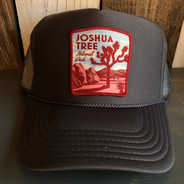 JOSHUA TREE NATIONAL PARK High Crown Trucker Hat - Charcoal (Curved Brim)