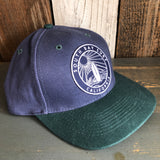 SOUTH BAY SURF (Navy Colored Patch) - 6 Panel Low Profile Baseball Cap with Adjustable Strap with Press Buckle - Navy/Dark Green