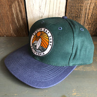 SOUTH BAY SURF (Multi Colored Patch) - 6 Panel Low Profile Baseball Cap with Adjustable Strap with Press Buckle - Dark Green/Navy