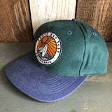 SOUTH BAY SURF (Multi Colored Patch) - 6 Panel Low Profile Baseball Cap with Adjustable Strap with Press Buckle - Dark Green/Navy