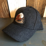 PACIFIC CREST TRAIL - 5 Panel Low Profile Melton Wool Blend Baseball Cap with Velcro Closure - Heather Black