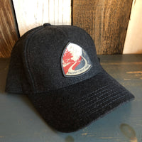 PACIFIC CREST TRAIL - 5 Panel Low Profile Melton Wool Blend Baseball Cap with Velcro Closure - Heather Black