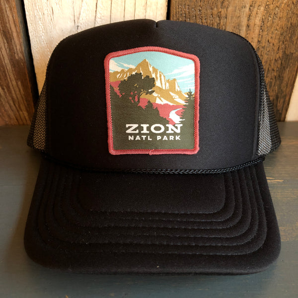 ZION NATIONAL PARK High Crown Trucker Hat - Black
