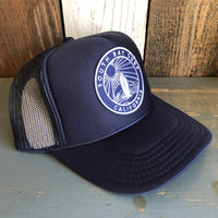 SOUTH BAY SURF (Navy Colored Patch) High Crown Trucker Hat - Navy