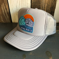 Hermosa Beach TUBULAR High Crown Trucker Hat - Grey (Curved Brim)