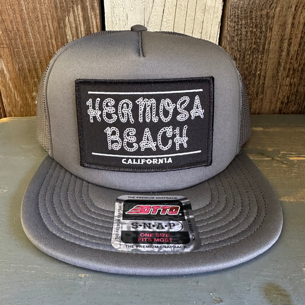 Hermosa Beach ROPER Trucker Hat - Charcoal Grey (Flat Brim)