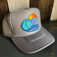 Hermosa Beach TUBULAR High Crown Trucker Hat - Grey (Curved Brim)