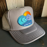 Hermosa Beach TUBULAR High Crown Trucker Hat - Grey (Curved Brim)