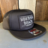 Hermosa Beach ROPER Trucker Hat - Black (Flat Brim)