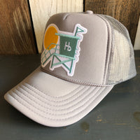 Hermosa Beach LIFEGUARD TOWER High Crown Trucker Hat - Grey (Curved Brim)