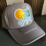 Hermosa Beach LIFEGUARD TOWER High Crown Trucker Hat - Grey (Curved Brim)