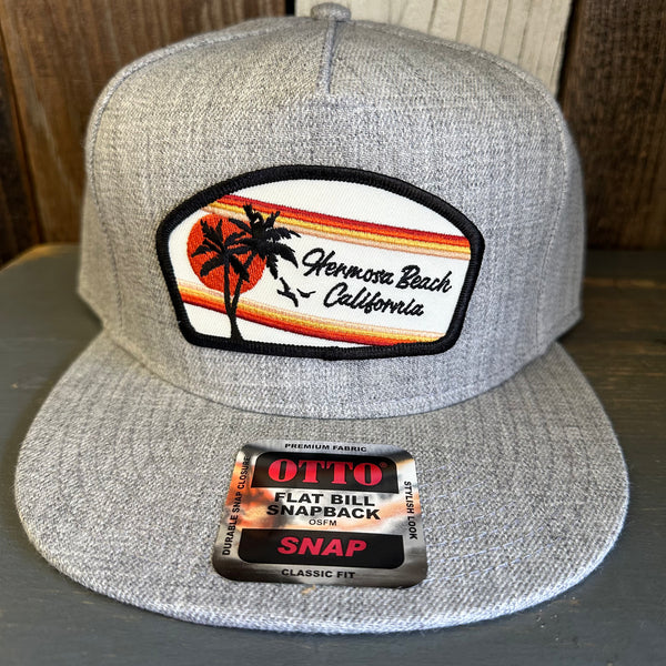 Hermosa Beach RETRO SUNSET Premium 5-Panel Mid Profile Snapback Hat - Grey