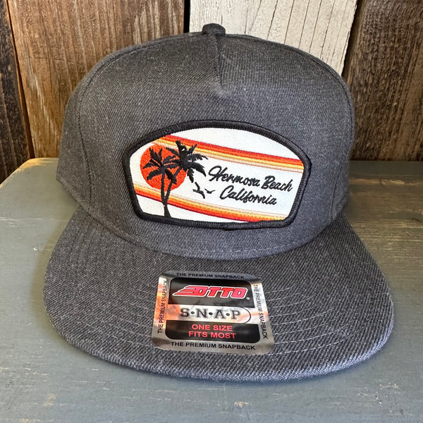 Hermosa Beach RETRO SUNSET 5-Panel Mid Profile Snapback Hat - Heather Black