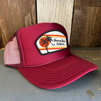 Hermosa Beach RETRO SUNSET High Crown Trucker Hat - Burgundy Maroon