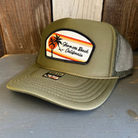 Hermosa Beach RETRO SUNSET High Crown Trucker Hat - Olive