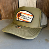 Hermosa Beach RETRO SUNSET High Crown Trucker Hat - Olive
