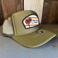 Hermosa Beach RETRO SUNSET High Crown Trucker Hat - Olive