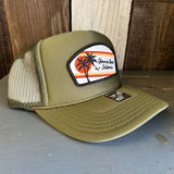 Hermosa Beach RETRO SUNSET High Crown Trucker Hat - Olive