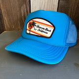 Hermosa Beach RETRO SUNSET Trucker Hat - Turquoise Blue