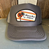Hermosa Beach RETRO SUNSET High Crown Trucker Hat - Charcoal (Curved Brim)