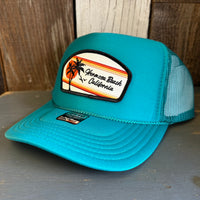 Hermosa Beach RETRO SUNSET High Crown Trucker Hat - Jade Green