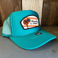 Hermosa Beach RETRO SUNSET High Crown Trucker Hat - Jade Green